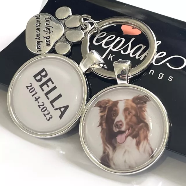 Personalised Photo Keyring NAME Cat Dog Pet Memorial Memory Loss Present Gift