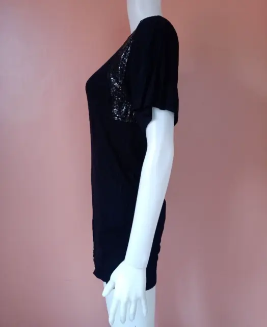 Cnc Costume National Beaded Applique Cashmere Blend Top Black Size S 2