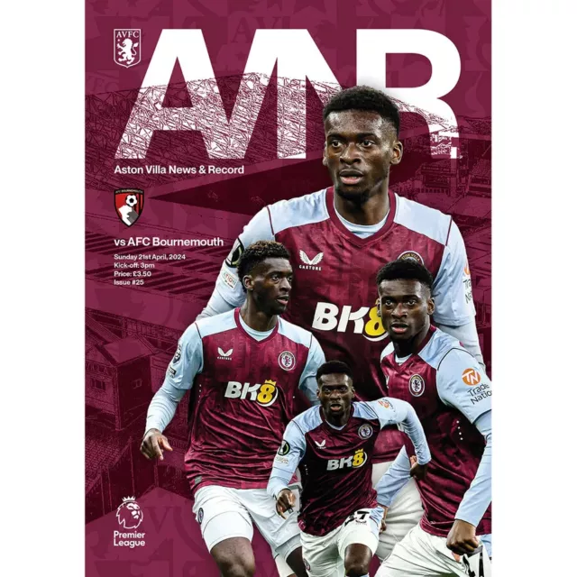 Aston Villa Bournemouth Official Premier League 21St April 2024 Programme