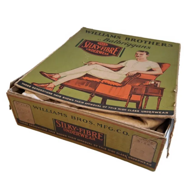 Biancheria intima in fibra di seta anni '30 William Brothers Balbriggans scatola originale
