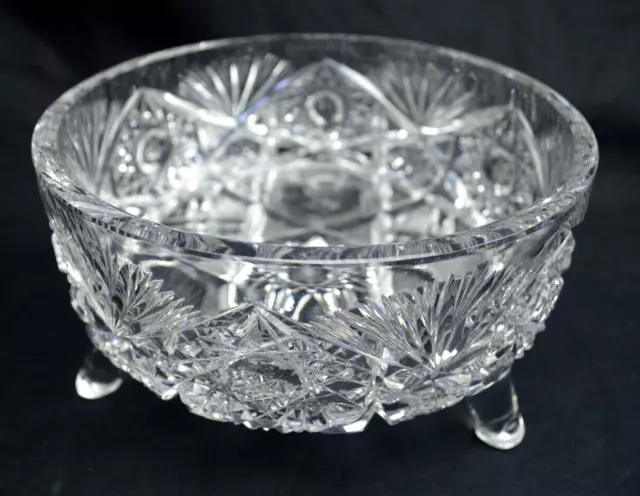 American Brilliant Period Cut Glass footed bowl ABP Hobstar diamond