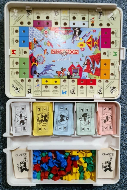 VINTAGE MINI MONOPOLY Junior 1990 91 Parker Bros Plastic Travel Case 