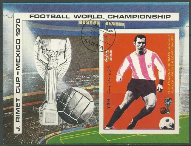 Yémen A.R. 1970 d'occasion Bl.125 football football football football sport Coupe du monde Mexique