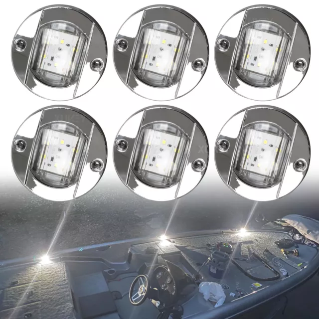 6pcs Marine Boat White LED Courtesy Deck Cabin Light Stair Garden Walkway Yacht