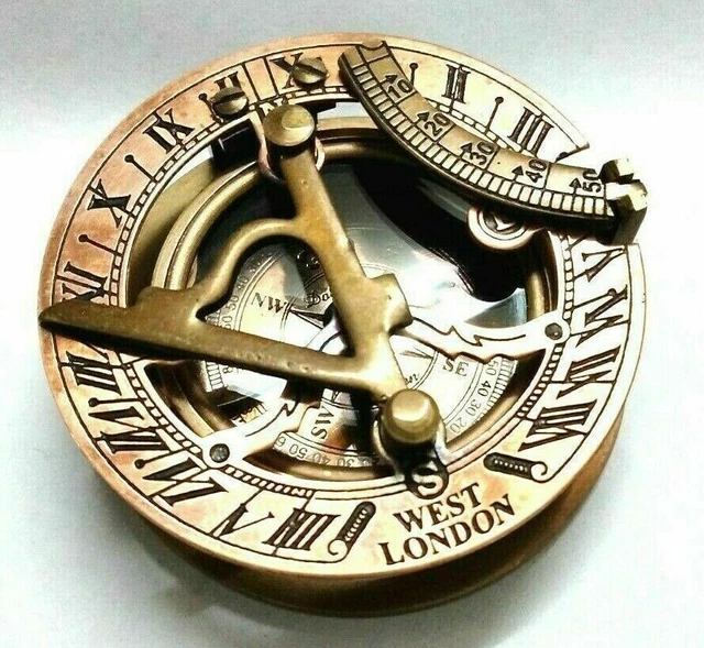 Vieux Cadran Solaire Boussole En Laiton Marine - Style Vintage Navigation, Idée Cadeau Unique