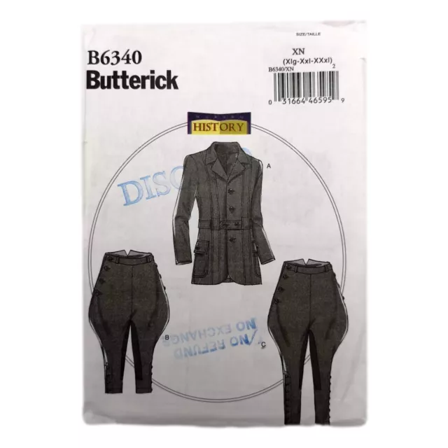 Butterick Pattern Making History B6340 Horse Riding Outfit Plus Size XL XXL XXXL