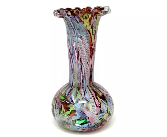 25cm AVEM LARGE Murano Bizantino / Tutti Frutti Wavy Twisted Canes Vase 2.4kg