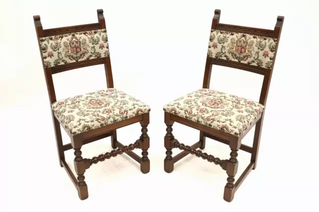 2 Old Charm Dining Chairs Light Oak Studded Upholstery FREE UK Delivery