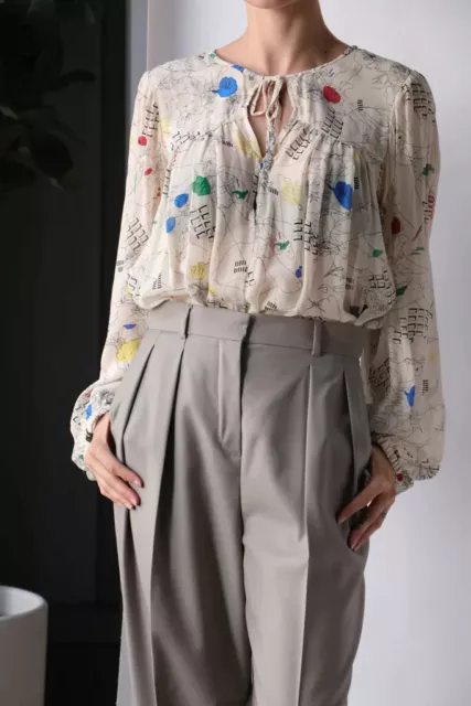 Isabel Marant Etoile Women Daytonea Floral Abstract Print Blouse Tunic Top M 38