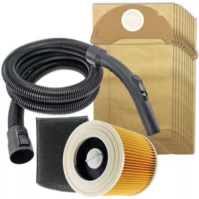 2m Hose Handle Filters + 10 Bags for KARCHER Wet & Dry A2004 A2054 A2064 MV2