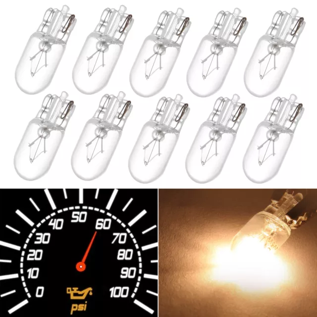 10x T10 194 168 Wedge Instrument Cluster Dash Light Halogen Bulbs 5W Warm White