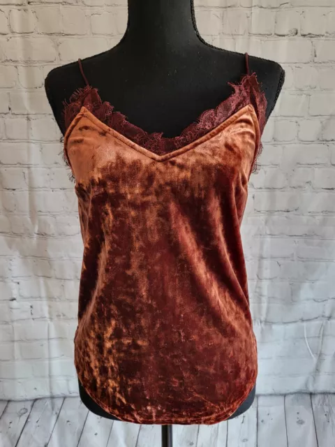 Kimchi Blue by Urban Outfitters Burnt Orange Velvet Lace Tank Top Size XS