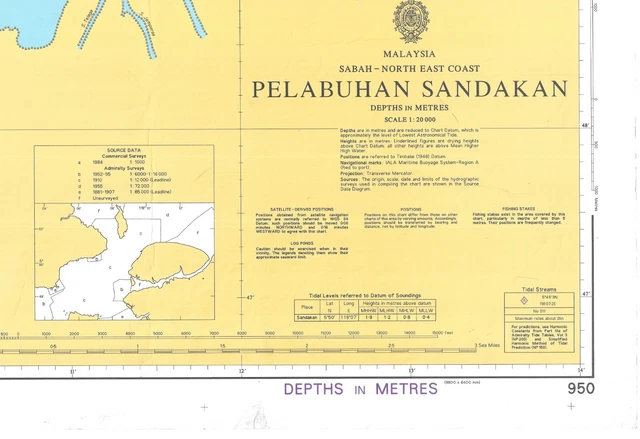CARTE MURALE DU Port De Sandakan, Côte Nord-Est De Sabah, Malaisie EUR ...