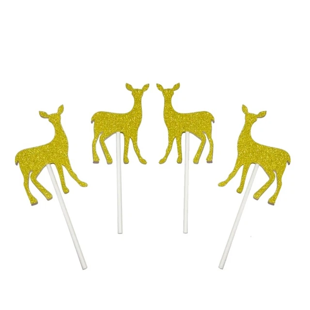 10 piezas Deer Cupcake Toppers Sika Deer Cake Topper fiesta de cumpleaños fiesta