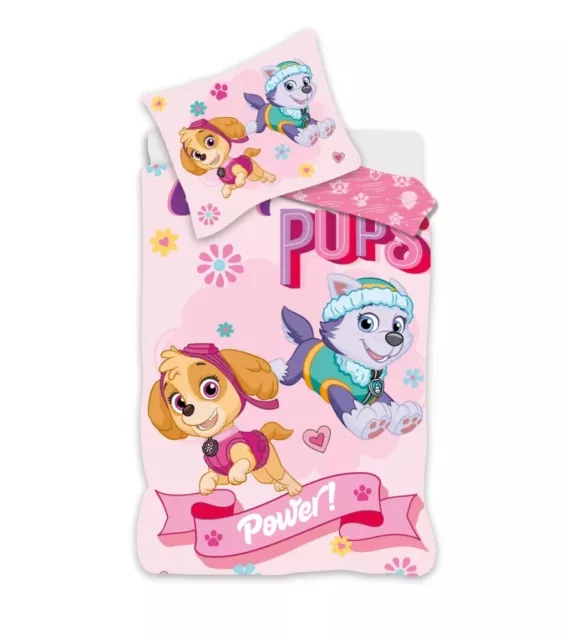 PAW PATROL Baby 100x135+40x60cm Girl Pups Baumwolle Bettwäsche 2 tlg.