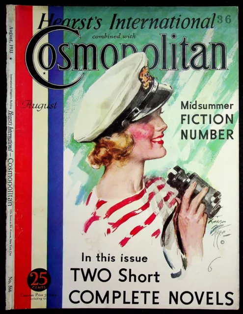 Harrison Fisher COVER ONLY Cosmopolitan Magazine August 1933 Lady Captain