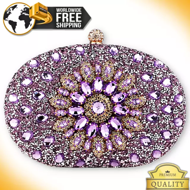 WOMENS BAG Elegant Formal Evening Purse Rhinestone Clutch Party Diamonds Handbag