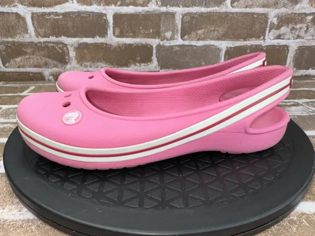 Crocs Classic Pink Mary Jane Slip On Flats Shoes Girls Youth Size J3