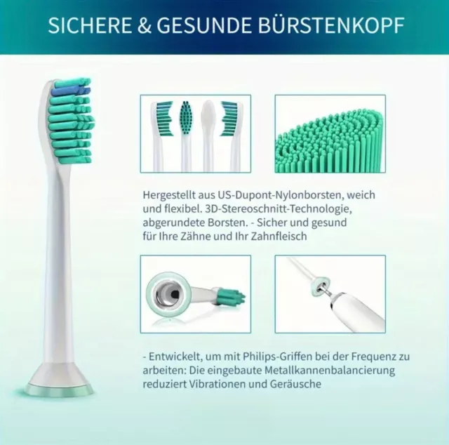 ⚫4 8 12 16 Stück Ersatzbürsten passend für Philips Sonicare Aufsteckbürsten⚫