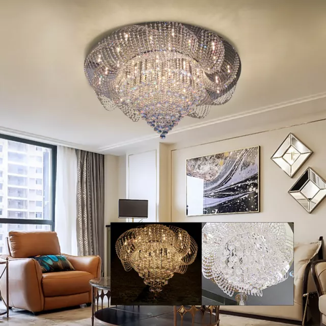 60cm LED Hotel Lobby K9 Crystal Chandelier Ceiling Light Luxury Pendant Lamp