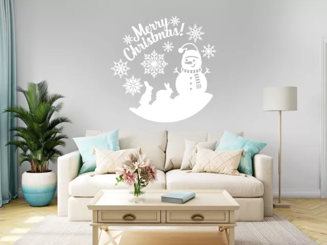 Frohe Weihnachten Aufkleber Schneemann Winter Schneeflocke Weihnachtsmann Fenster Vinyl Aufkleber Wand