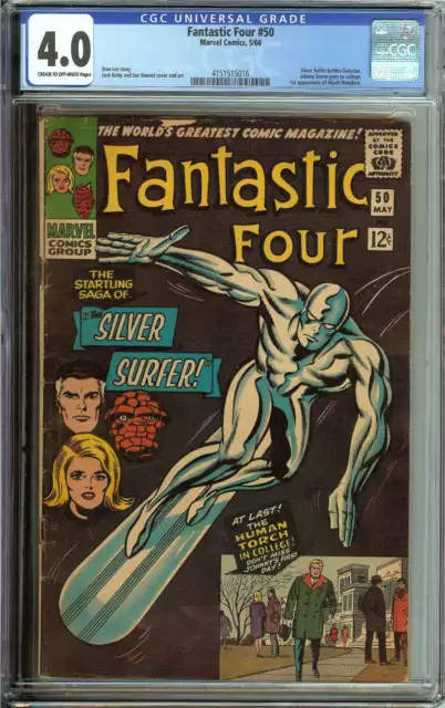 Fantastic Four #50 Cgc 4.0 Cr/Ow Pages // Silver Surfer Vs Galactus Trilogy 1966