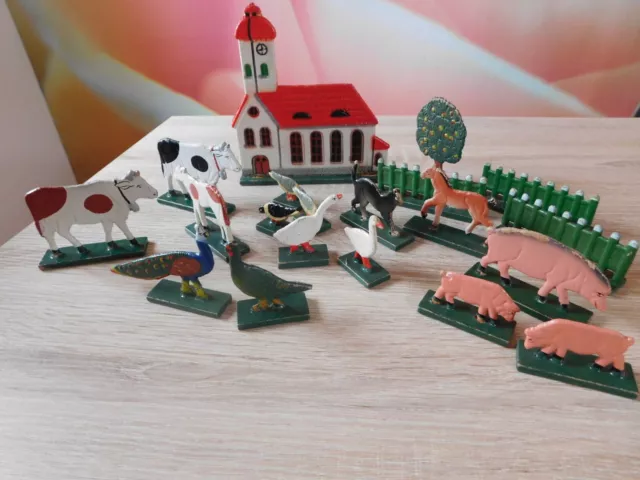 Roßweiner 20 Holzspielfiguren Hoftiere VEB Famos Leipzig DDR Figuren Kirche