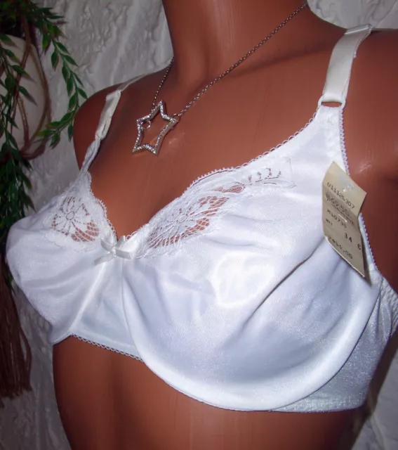 VINTAGE Vassarette sexy Glanz Spitzen Bügel BH 75 C weiß Pin Up Bra NEU (ab68)