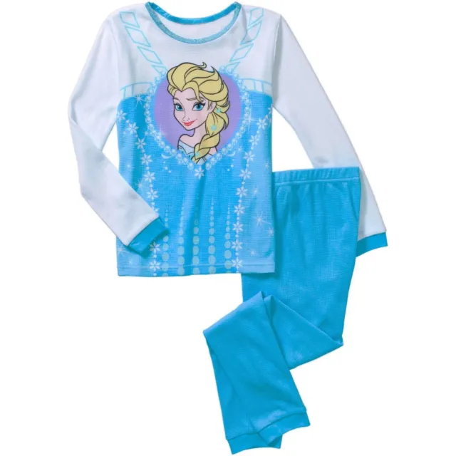Disney Frozen Elsa Girls S (6) Thermal Set Soft 2pc Snug Fit Pajamas Top+Pants