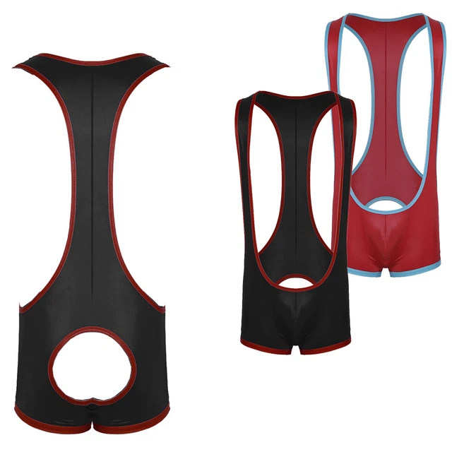 US MENS OPEN Butts Brief Jockstrap Mankini Bodysuit Underwear Wrestling