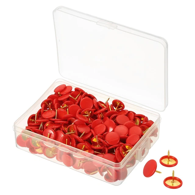 Pressione Spille,300pz Plastica Rotondità Oro Acciaio Punta,Rosso