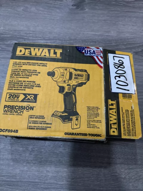 New! DEWALT DCF894B 20V 1/2inch Cordless Impact Wrench, Open Box, Free Ship!