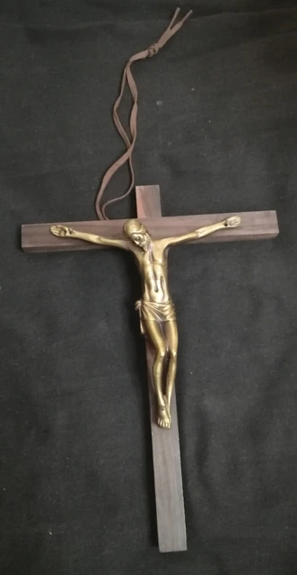 CRUCIFIX EN BRONZE ancien, Christ sur croix art déco, objet religieux