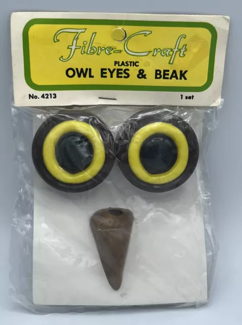 Vintage Fibre Craft Plastic Owl Eyes & Beak for Macrame 4213
