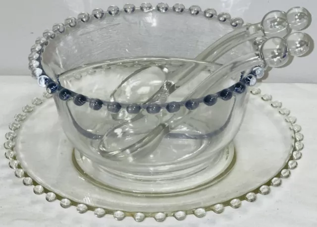 Imperial CANDLEWICK CRYSTAL 4 PC DIVIDED MAYONNAISE SET W/LADLES 400/84