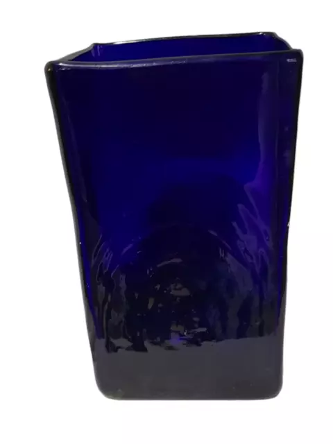 Vintage Mid-Century Modern Eco-Friendly Recycled Glass Cobalt Blue Vase 8''High