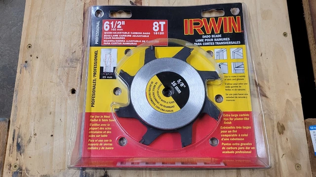 NOS Irwin 16120 8T 6-1/2" Carbide Tipped Adjustable Dado Saw Blade