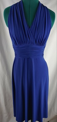 JONES WEAR  Blue Stretch Halter Marilyn Monroe Style Dress Size 6 Below Knee