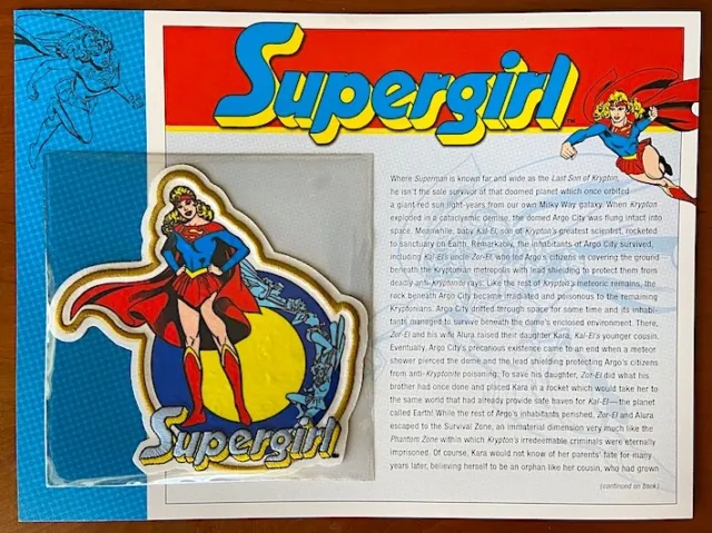 SUPERGIRL PATCH on INFO CARD ~ from Willabee & Ward ~ DC COMICS PATCH COLLECTION
