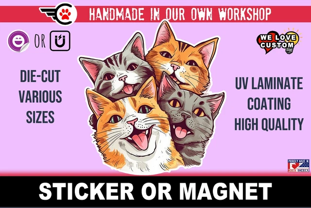 Cats Die-Cut sticker or magnet in various widths, 3" to 9"