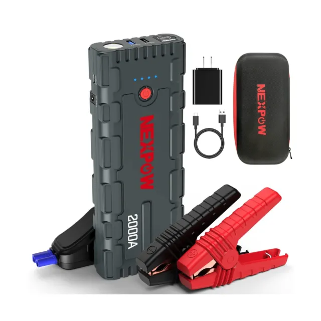 NEXPOW 2000A Peak Car Jump Starter with USB Quick Charge 3.0 (Up to 7.0L Gas ...