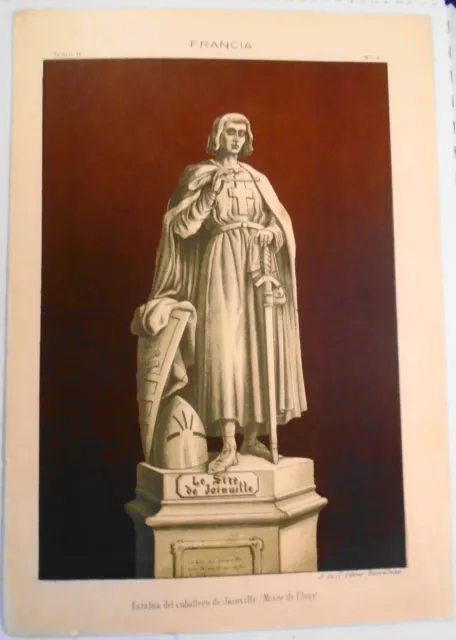 De France: Estatua Del Caballero De Joinville - Lithographie Ca 1890 Par J. Seix