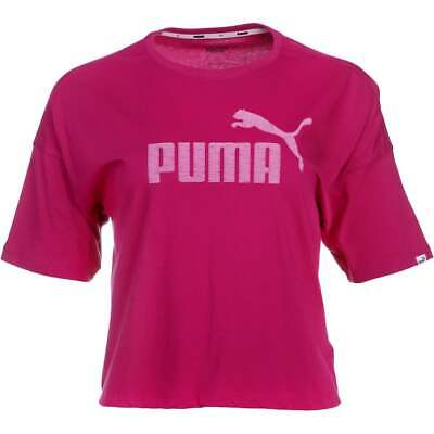 Puma 848496-03 Faux Embroidered Cropped Crew Neck Short Sleeve  Womens  T-Shirt