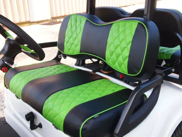 Lime Green Golf Cart Seat Cover For EZGO Valor, TXT 2014-2022, Diamond Stitching