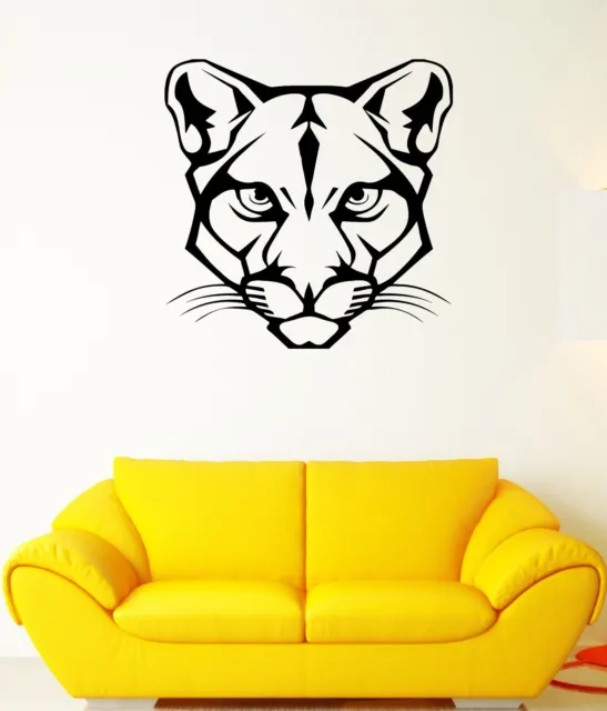 Wall Decal Animal Wild Cat Panther Puma Mustache Head Vinyl Decal (ed314)