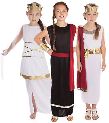Girls Kids Ancient Egyptian Roman Greek Toga Shawl Caesar Fancy Dress Costume