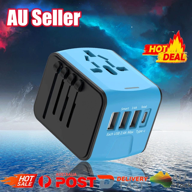 World Wide Travel Adapter Multi Plug Universal Charger UK EU AU US USB Port  JC