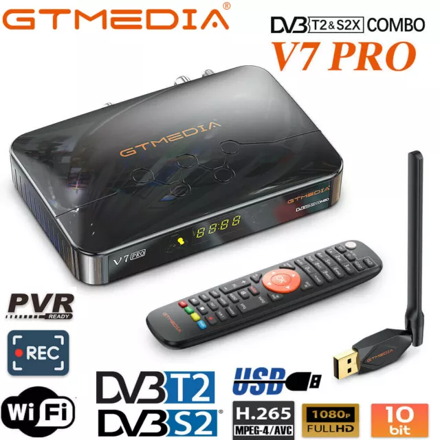 V7 PRO FTA FHD PVR DVB-S2/S2X/T2 Satellite TV Receiver Combo Tuner with USB WIFI