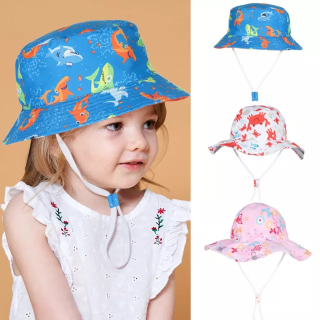 Summer Breathable Cartoon UV Protection Bucket Hat Beach Cap Baby Sun Hat
