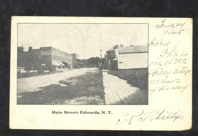 Edwards New York Downtown Main Street Scene Vintage Postcard 1905 Ny